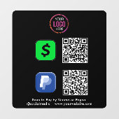QR Code Betaling | CashApp Paypal Scan om te Betal Raamsticker (Vel)