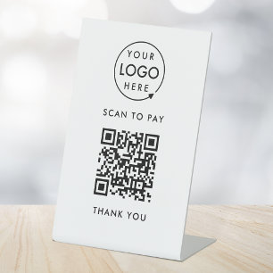 QR-code Betaling   Contactloze scan om te betalen Reclamebord Met Voetstuk