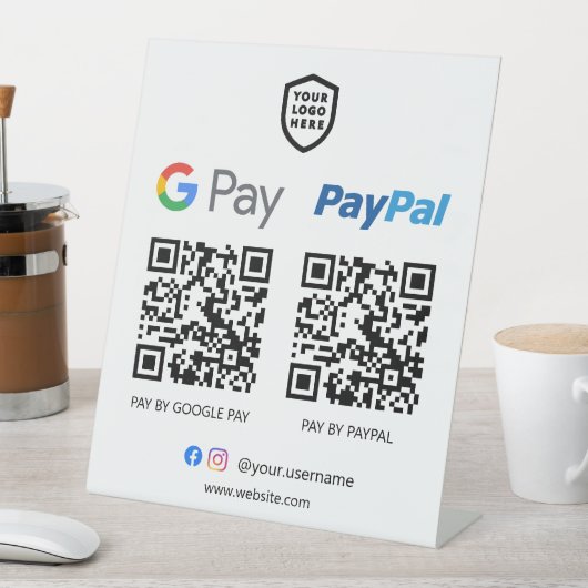 QR-code Betaling | Google betalen en PayPal scanne Reclamebord Met Voetstuk (Insitu)