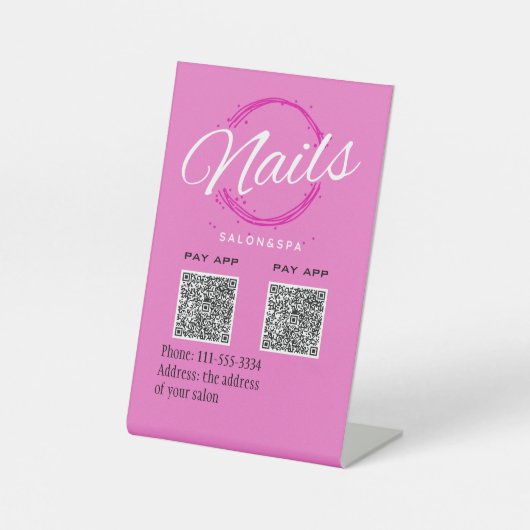 QR code betaling moderne minimalist voor nagelsalo Reclamebord Met Voetstuk (Voorkant)
