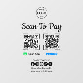 QR Code Betaling Scan naar Betalen Venmo Cash App  Raamsticker (Vel)