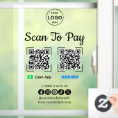 QR Code Betaling Scan naar Betalen Venmo Cash App  Raamsticker (Huis)