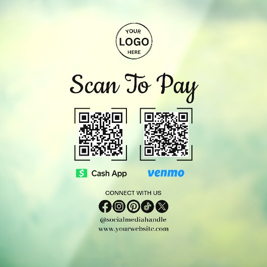 QR Code Betaling Scan naar Betalen Venmo Cash App  Raamsticker (Vel 3)