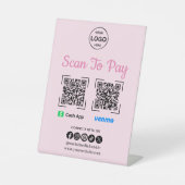QR Code Betaling Scan naar Betalen Venmo Cash App Reclamebord Met Voetstuk (Voorkant)
