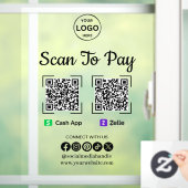 QR Code Betaling Scan naar Zelle Cash App betalen  Raamsticker (Huis)