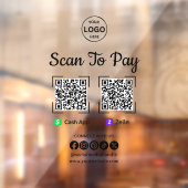 QR Code Betaling Scan naar Zelle Cash App betalen  Raamsticker (Vel 2)