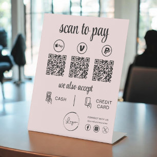 QR-code betaling - Scan om bedrijfslogo te betalen Reclamebord Met Voetstuk