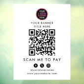 QR-code betaling | Scan om het bedrijfslogo te bet Raamsticker (Vel 3)