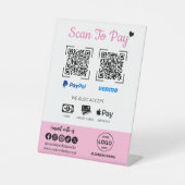 QR Code Betaling Scan om Venmo Paypal te betalen Reclamebord Met Voetstuk (Voorkant)