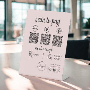 QR Code Betaling - Scannen naar Betalen Business L Reclamebord Met Voetstuk