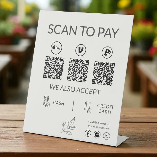 QR Code Betaling - Scannen naar Betalen Business L Reclamebord Met Voetstuk