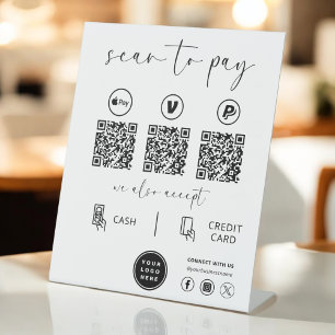 QR Code Betaling - Scannen naar Betalen Business L Reclamebord Met Voetstuk