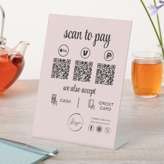 QR Code Betaling - Scannen naar Betalen Business L Reclamebord Met Voetstuk (Insitu)