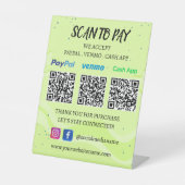 QR-code Betaling | Venmo Paypal CashApp om Logo te Reclamebord Met Voetstuk (Voorkant)