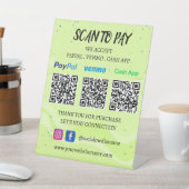 QR-code Betaling | Venmo Paypal CashApp om Logo te Reclamebord Met Voetstuk (Insitu)