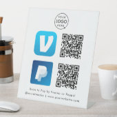 QR-code Betaling | Venmo & PayPal-scan naar Logo b Reclamebord Met Voetstuk (Insitu)