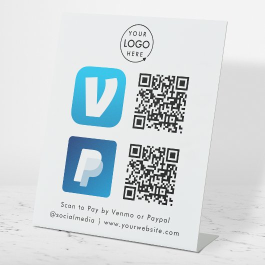QR-code Betaling | Venmo & PayPal-scan naar Logo b Reclamebord Met Voetstuk