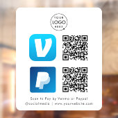 QR-code Betaling | Venmo & PayPal-scan naar Pay Wh Raamsticker (Vel 2)