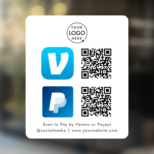 QR-code Betaling | Venmo & PayPal-scan naar Pay Wh Raamsticker