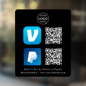 QR-code Betaling | Venmo & PayPal-scan naar zwart  Raamsticker