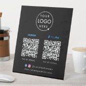 QR-code Betaling | Venmo Paypal Scan to Pay Black Reclamebord Met Voetstuk (Insitu)