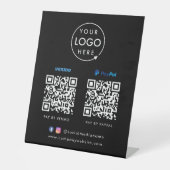 QR-code Betaling | Venmo Paypal Scan to Pay Black Reclamebord Met Voetstuk (Voorkant)