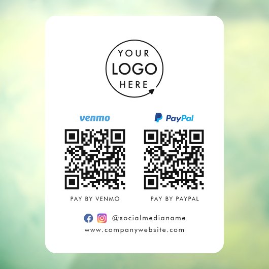 QR-code Betaling | Venmo Paypal Scan to Pay Logo Raamsticker (Vel 3)