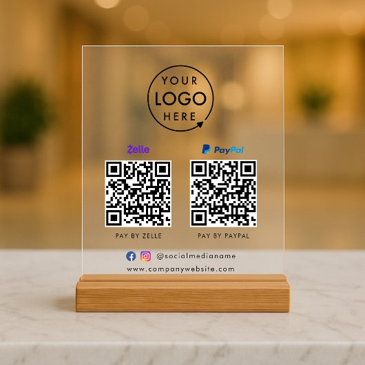 QR-code Betaling | Zelle Paypal Scan to Pay Logo Acryl Bord