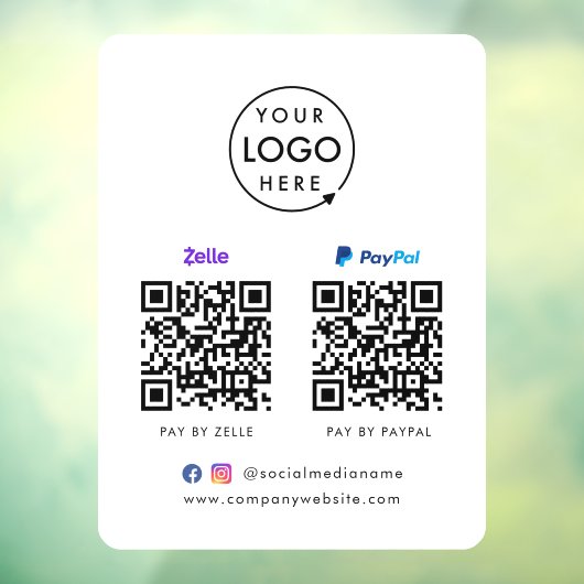 QR-code Betaling | Zelle Paypal Scan to Pay Logo Raamsticker (Vel 3)