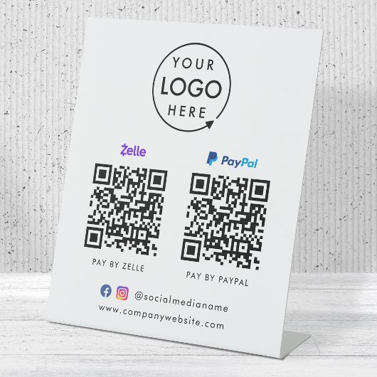 QR-code Betaling | Zelle Paypal Scan to Pay Logo Reclamebord Met Voetstuk