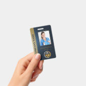 QR-code beveiligings-ID Blauw & Goud Personeelsfot Badge (Handheld)