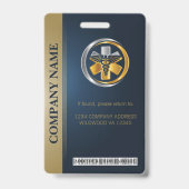 QR-code beveiligings-ID Blauw & Goud Personeelsfot Badge (Achterkant)