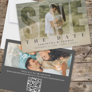 QR Code Bewaar de datum Fototypografie Elegant Save The Date