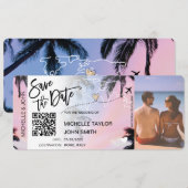 QR Code Bewaar de Datum Instapkaart Palm Beach Kaart (Voorkant / Achterkant)