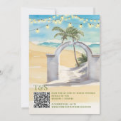 QR-code Bewaar de datum Strand Bruiloft Bestemming Kaart (Achterkant)