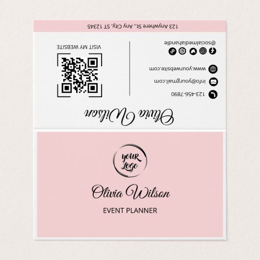 QR-code Bezoek mijn website Modern Visitekaartje (Buitenkant ongevouwen)