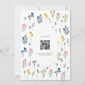 QR-code bijtende wilde bloem bij moderne bruiloft Kaart (Achterkant)