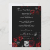 QR Code Black and Red Floral All in One Wedding Kaart (Achterkant)