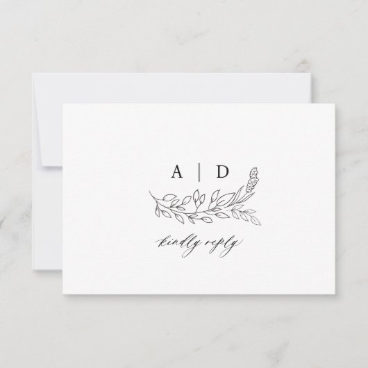 QR code black and white monogram wedding  RSVP Kaartje (Voorkant)