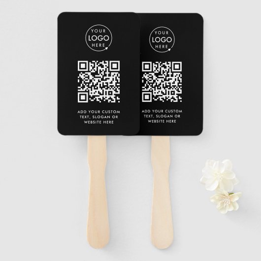 QR-code | Black Business Logo Professional Handwaaier (Voorkant en achterkant)