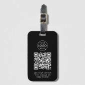 QR-code | Black Business Logo Professional Modern Bagagelabel (Voorkant (verticaal))