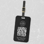 QR-code | Black Business Logo Professional Modern Bagagelabel<br><div class="desc">Een eenvoudige douane zwarte bedrijfsQR de sjabloon van de sleutelhanger van de code in een moderne minimalistische stijl die gemakkelijk met uw bedrijf logo,  code QR en douanetekst kan worden bijgewerkt,  bijvoorbeeld scan me aan.. #QRcode #logo #sleutelhanger #business</div>