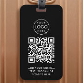 QR-code | Black Business Logo Professional Modern Bagagelabel