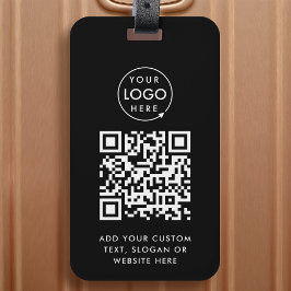 QR-code | Black Business Logo Professional Modern Bagagelabel