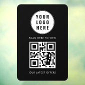 QR Code Black Business Logo Scan Here Modern Raamsticker (Vel 3)