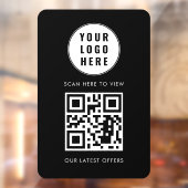 QR Code Black Business Logo Scan Here Modern Raamsticker (Vel 2)