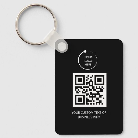 QR Code| black Business Professional Simple Logo Sleutelhanger (Voorkant)