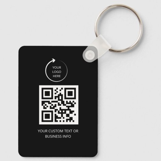 QR Code| black Business Professional Simple Logo Sleutelhanger (Achterkant)