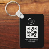 QR Code| black Business Professional Simple Logo Sleutelhanger (Voorkant)