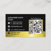 QR Code Black en Gold Professional Company Logo Visitekaartje (Achterkant)
